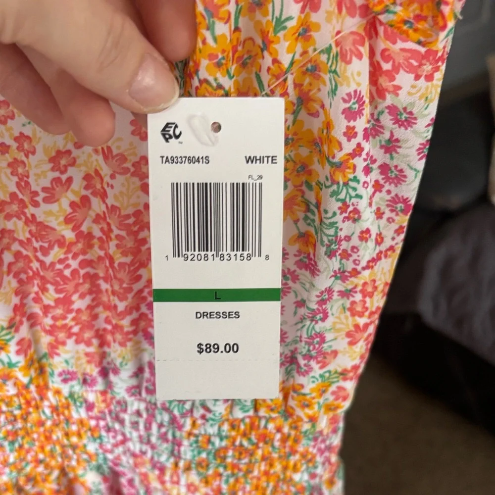 Sam & Jess Women's Floral-Printed Smocked-Waist Tiered Midi Dress Size L Spring - Picture 3 of 8